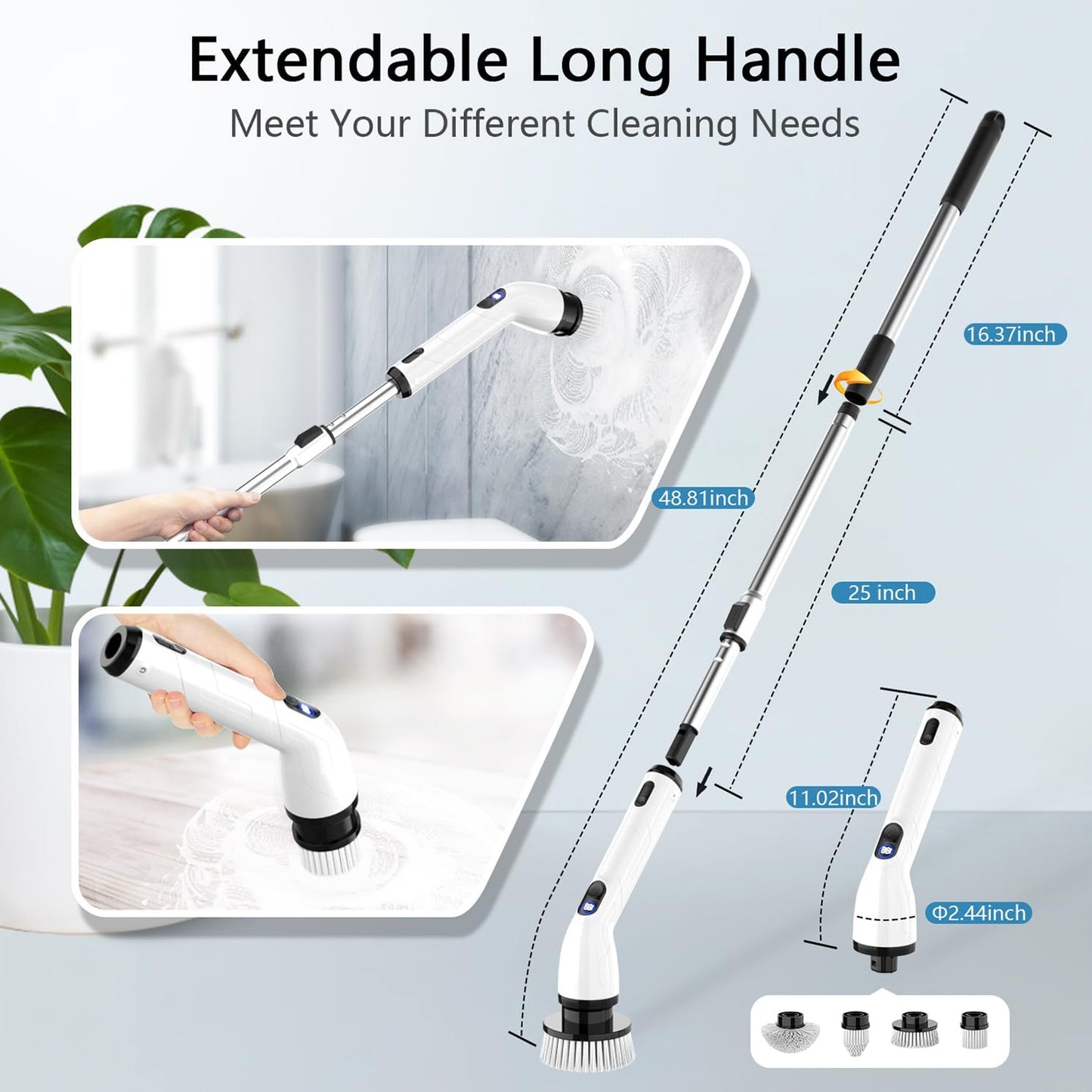 TurboClean™ Electric Spin Scrubber – Cordless Power Cleaning Brush with 6 Replaceable Brush Heads