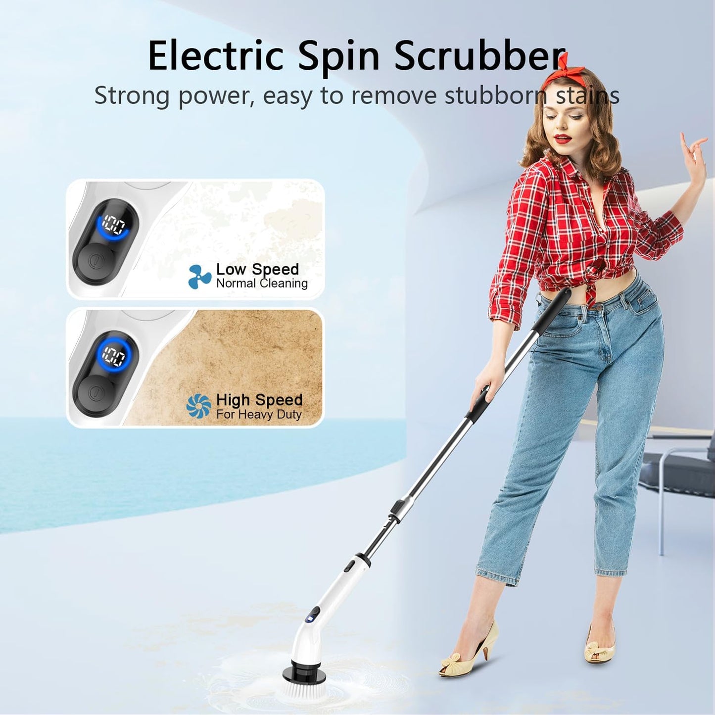 TurboClean™ Electric Spin Scrubber – Cordless Power Cleaning Brush with 6 Replaceable Brush Heads