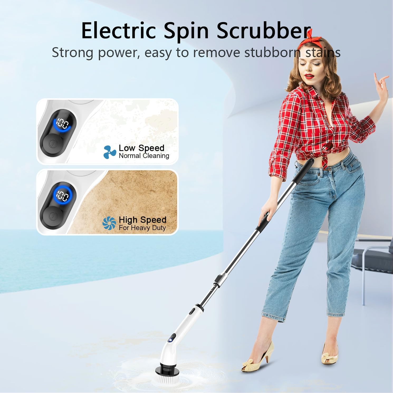 TurboClean™ Electric Spin Scrubber – Cordless Power Cleaning Brush with 6 Replaceable Brush Heads