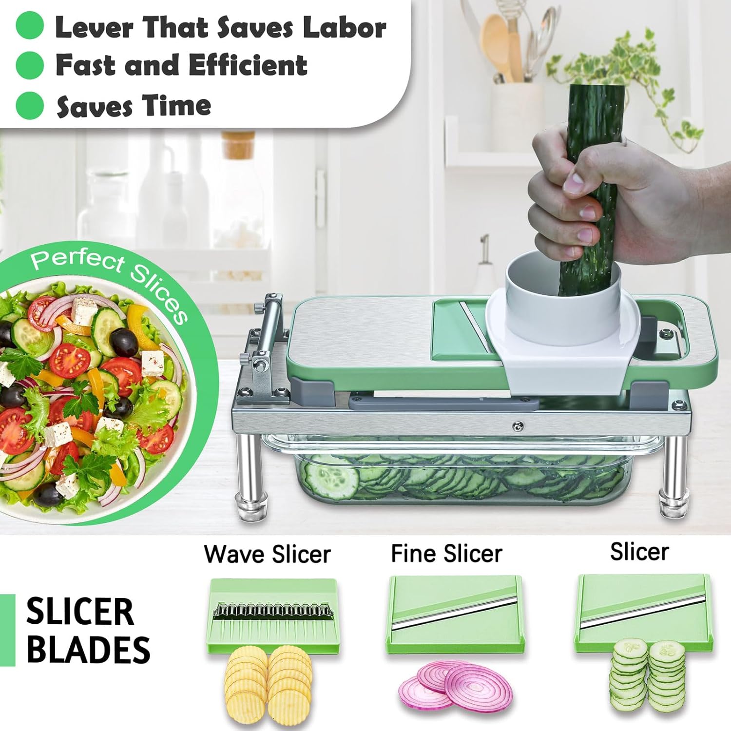 8-in-1 Stainless Steel Vegetable Chopper & Mandoline Slicer – Multi-Blade Onion Dicer, Food Cutter & Grater with Storage Container