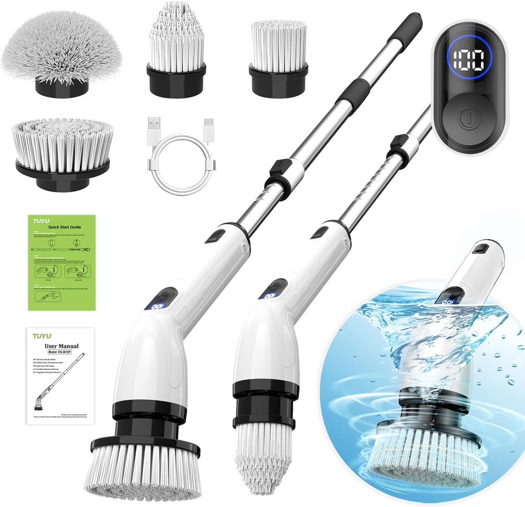 TurboClean™ Electric Spin Scrubber – Cordless Power Cleaning Brush with 6 Replaceable Brush Heads