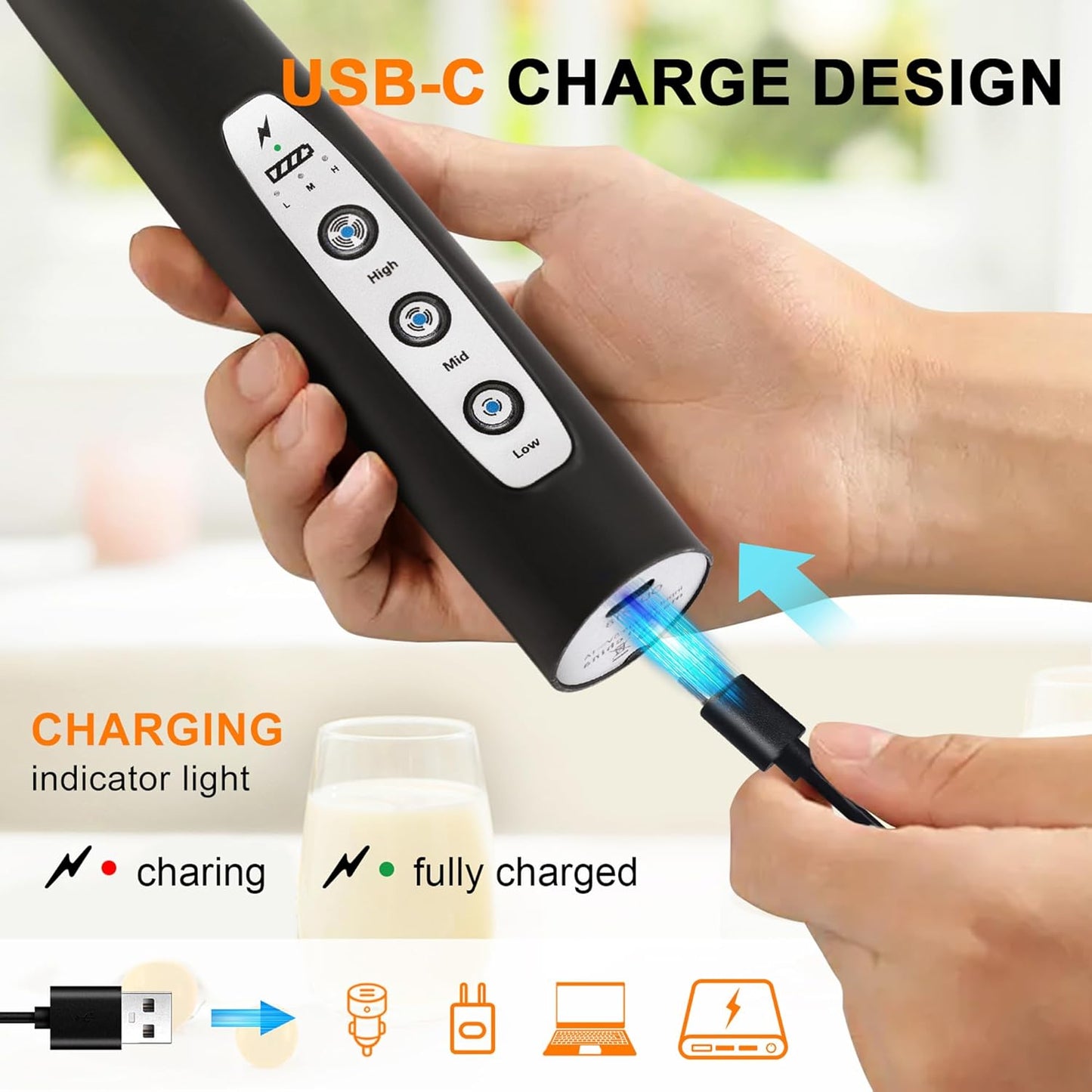 BaristaPro™ Electric Milk Frother – Hot & Cold Foam Maker for Lattes, Cappuccinos & Coffee