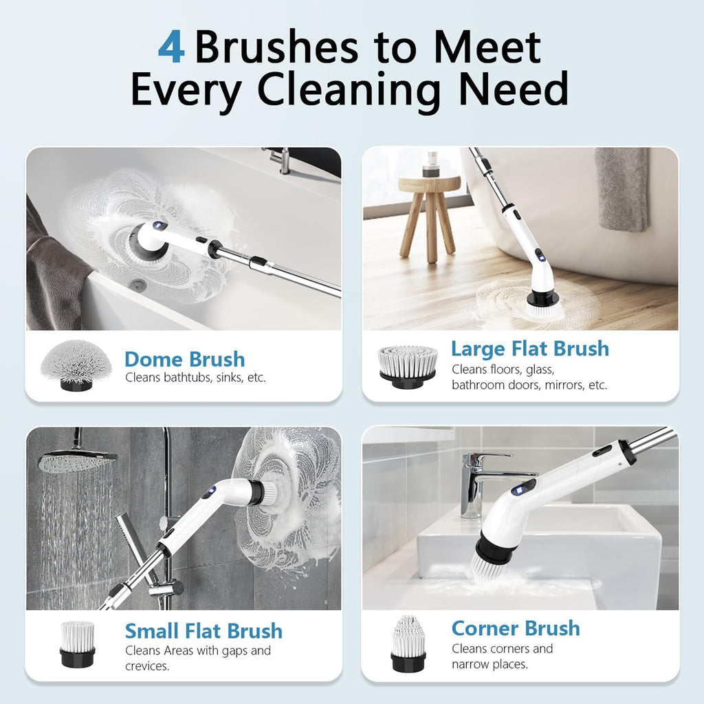 TurboClean™ Electric Spin Scrubber – Cordless Power Cleaning Brush with 6 Replaceable Brush Heads