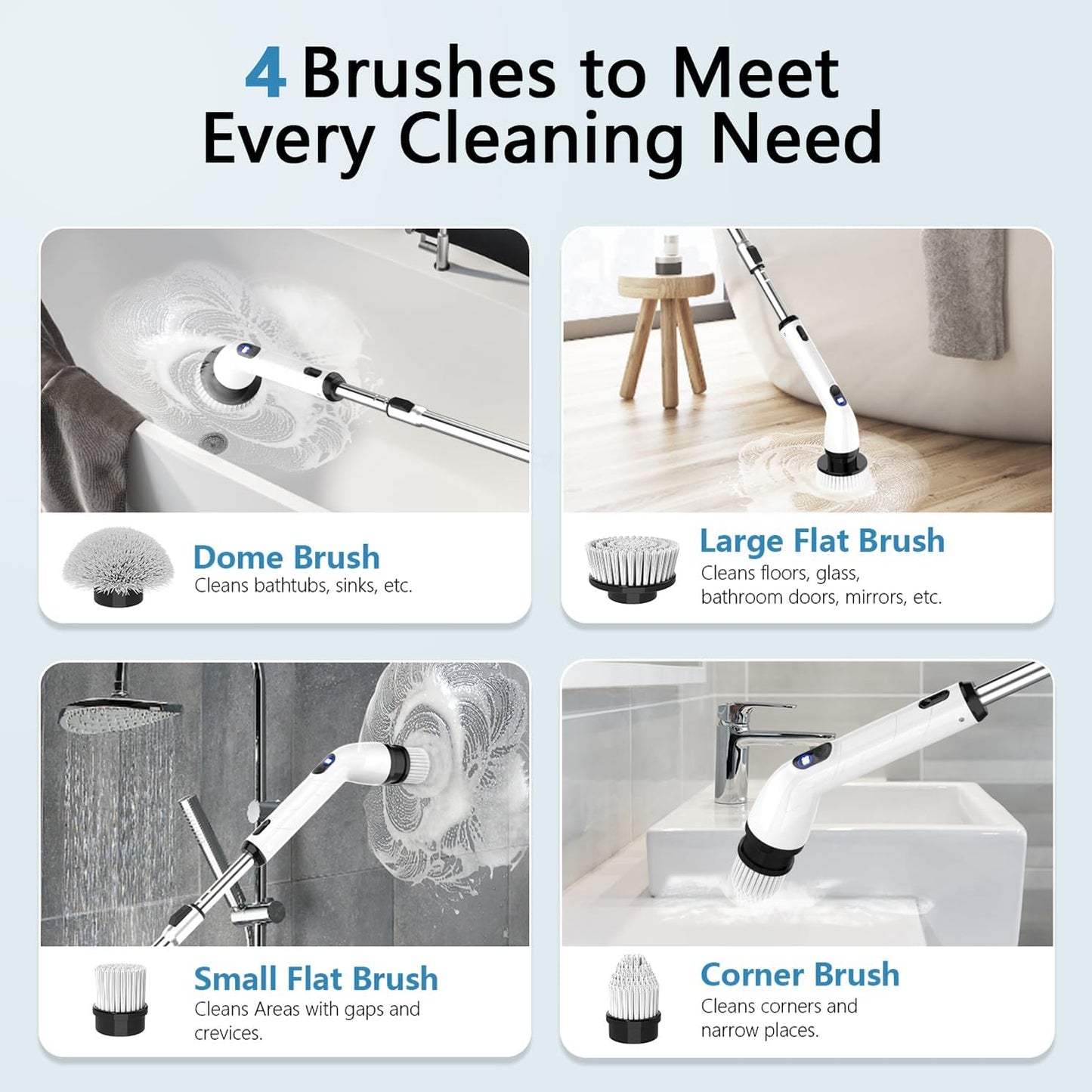 TurboClean™ Electric Spin Scrubber – Cordless Power Cleaning Brush with 6 Replaceable Brush Heads