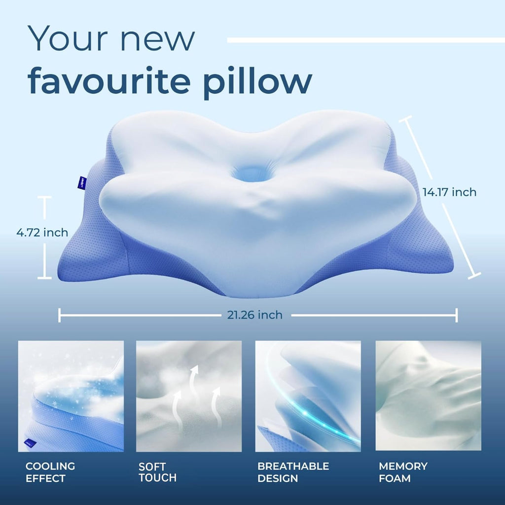 Premium Memory Foam Pillow (Black) – Ergonomic Neck & Back Support Cushion