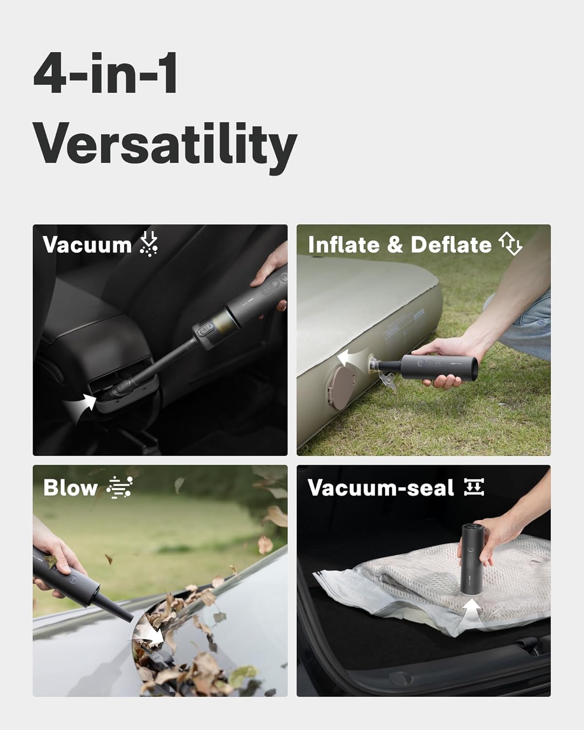 HOTO 4-in-1 Handheld Car Vacuum Cleaner – Cordless 20000Pa Portable Mini Vacuum & Air Duster