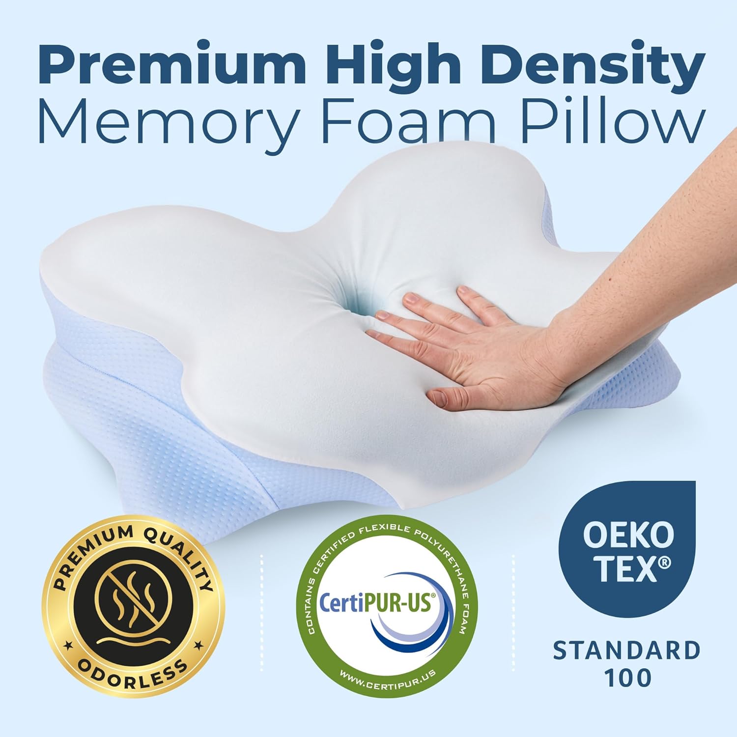Premium Memory Foam Pillow (Black) – Ergonomic Neck & Back Support Cushion