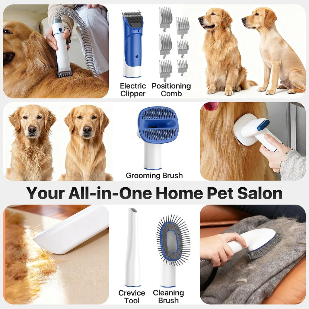 Buenkee Dog Grooming Kit with Vacuum – 15000Pa Pet Hair Clipper & Shedding Brush, Low Noise 2L Capacity
