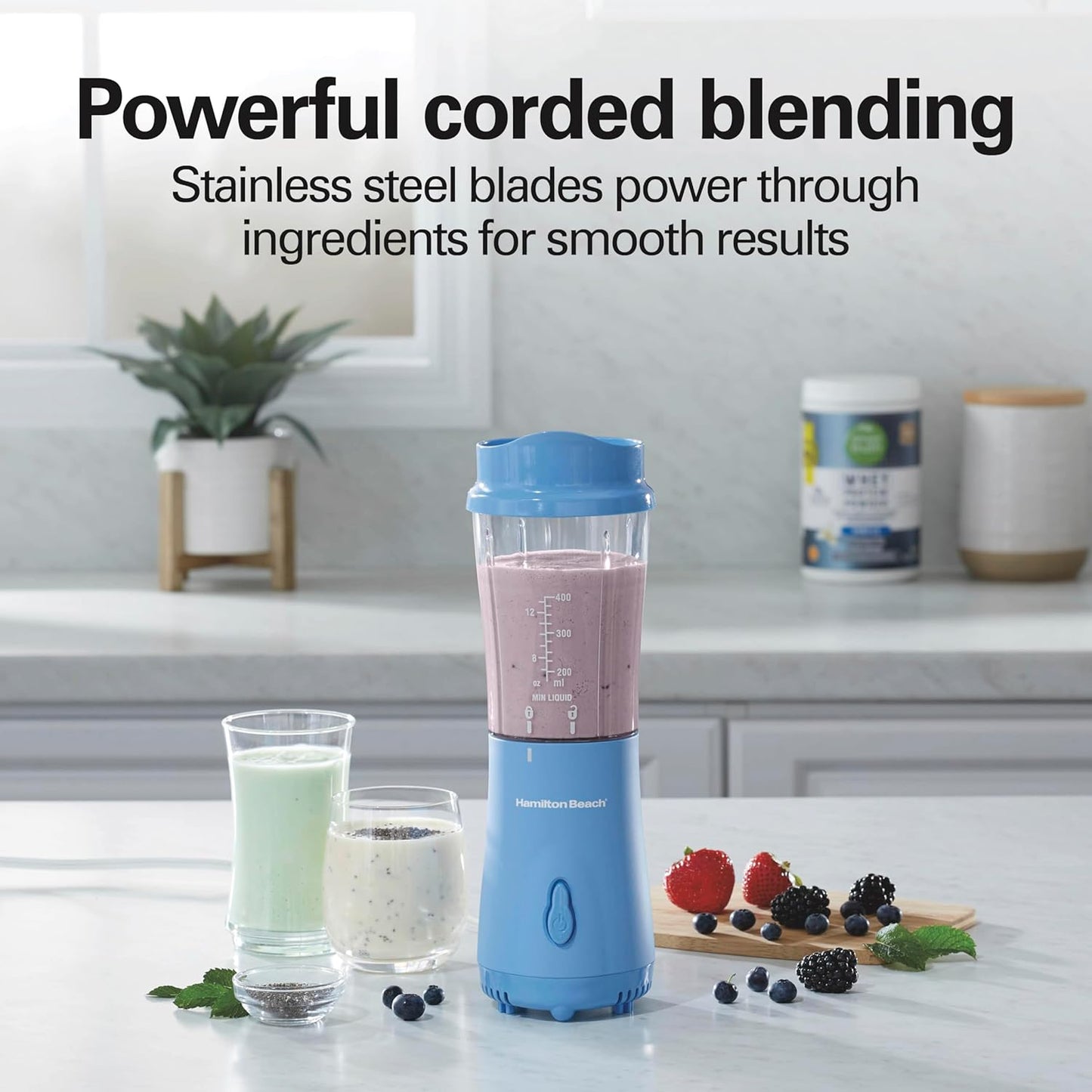 BlendGo™ Portable Personal Blender – 14oz Smoothie & Shake Maker with Travel Cup and Stainless Steel Blades