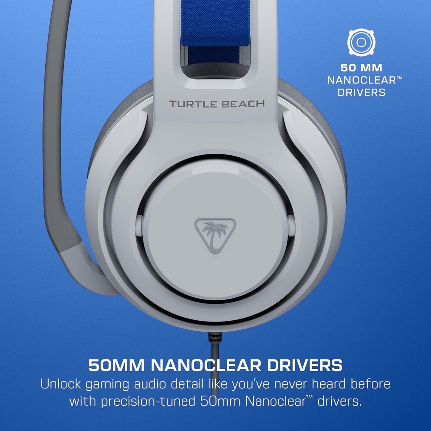 Turtle Beach Atlas 200 Wired Gaming Headset Officially Licensed for PlayStation, PS5, PS4, 50mm Nanoclear Drivers, Flip-to-Mute Mic, Memory Foam Cushions, Floating Headband - White
